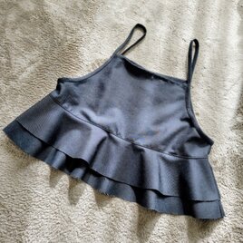 ブラックデニムフレアフリルキャミソール