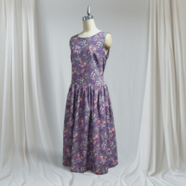 綿麻ノースリーブワンピース(モーブ）