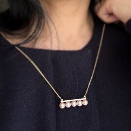 5連ラインスティックピンクパールネックレス春桜