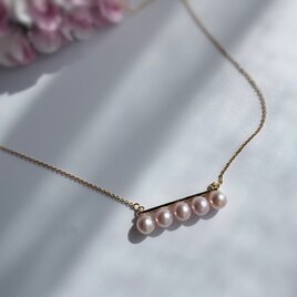 5連ラインスティックピンクパールネックレス春桜