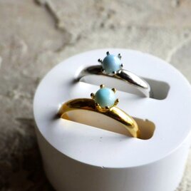 天然石の指輪 ■ ラウンドカボション 4mm ■ ラリマー