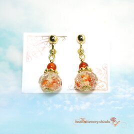 茜灯とんぼ玉イヤリング＊カーネリアン