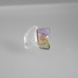 ［天然石の金継ぎピアス］デュモルチェライト×アメトリン×トルマリン（片耳）