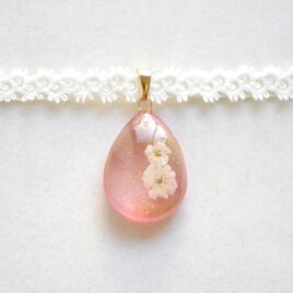 【受注製作】レジンアート　ドロップモチーフとタティングレースとサテンリボンのチョーカー〈ただ、恋に落ちて〉