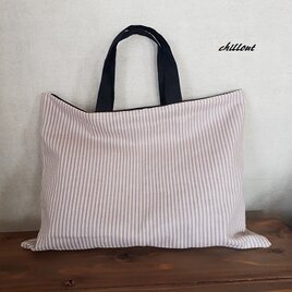 【入園・入学】入園レッスンバッグ：ピンクストライプ【0513】