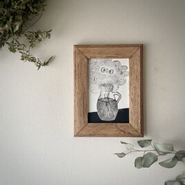 紙版画 ドライポイント&コラグラフ『ひみつの花束。mini.』【額入り】