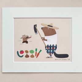 「今日の収穫」切り紙原画作品