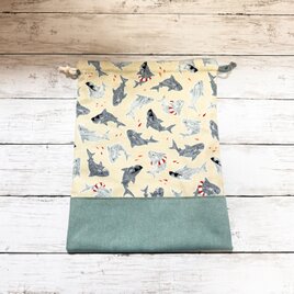 巾着袋　大　【サメ】