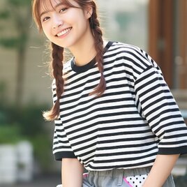 クルーネック黒ボーダー☆半袖