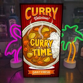 【オーダー無料 Lサイズ】カレー スパイス インド料理 店舗 自宅 照明 ランプ 看板 置物 雑貨 ライトBOX