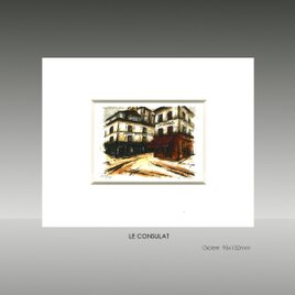 小さな絵「LE CONSULAT」風景画 パリ 版画