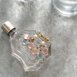 PA358-【 AVON 】エイボン・ヴィンテージピアス  Pink Light Blue Crystal Cut Glass