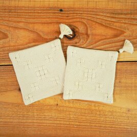 teori coaster white 2pieces / 手織りコースター