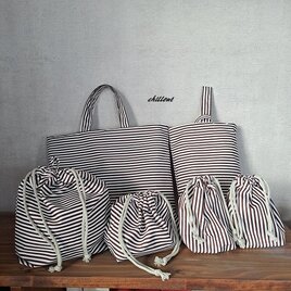 【入園・入学】入園バッ５点セット：ブラウンストライプ【0813】