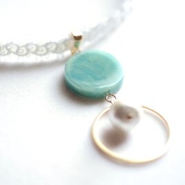 【受注製作】レジンアート　ラウンドモチーフとタティングレースとサテンリボンのチョーカー〈母なる木〉