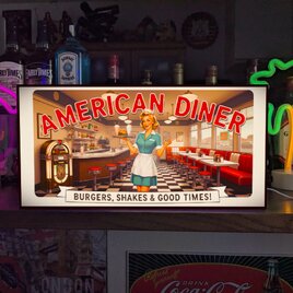 【オーダー無料 Lサイズ】アメリカンダイナー レストラン 飲食店 店舗 自宅 照明 ランプ 看板 置物 雑貨 ライトBOX