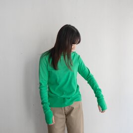 seamless cotton/thumb hole top/island green/size1.2