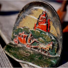 古い鉄ドアストッパー　ROYAL MAIL 郵便馬車　アイアン　アンティーク