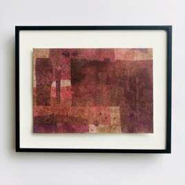 和紙コラージュ/ 原画[家々] /Yuss art 抽象画 インテリア