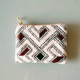 高級フランス生地　手触りの良いトライアングルポーチ（S)コスメ入れ　キーケース　薬入れ