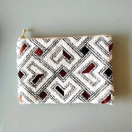高級フランス生地　パイル地のようなトライアングルポーチ（L)通帳入れ　コスメ入れ　キーケース　薬入れ　カード入れ