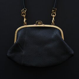 レザーショルダーポーチ ＜猪革 鉄媒染 パッチワーク＞ ｜SLAO-02S