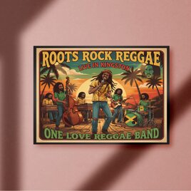 【ROOTS ROCK REGGAE】レゲエ ジャマイカ 音楽 DJ バンド インテリア 雑貨 A4アートポスター