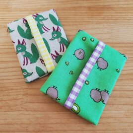 まとめて2個！子供用⭐️ミニポケットティッシュケース キッズ用 きつね キーウィ