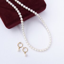 " Eve ” 淡水パール 1連 ネックレス イヤリング ホワイト セット セレモニー