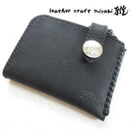 《biker mono》墨色・Ｌ字ファスナー・ショートウォレット・オイルレザー・0501