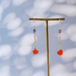 14KGF ハートの3連ピアス イヤリング