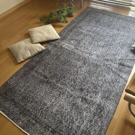 104×207 グレイ×ブラウン　オーバーダイ　トルコヴィンテージラグ