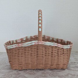 グリーンとピンク、ビスケットカラーのワンハンドルかご（小さめサイズ）パンかご・フリーボックス　新生活　収納