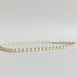 ガラスパールオールノットネックレス/6mm約42cm/ホワイトベージュ/G/made in japan