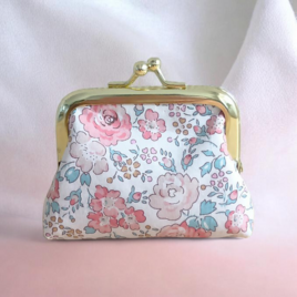 リバティ　がま口ミニポーチ　コインケース　7.5cm口金　アクセサリーケース　フェリシテ　サーモンピンク　649