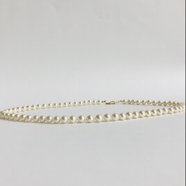 ガラスパールオールノットミディアムネックレス/6mm約50cm/ホワイトベージュ/G/made in japan