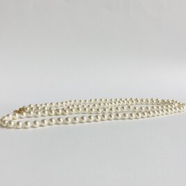 ガラスパール2Wayオールノットロングネックレス/6mm約90cm/ホワイトベージュ/G/made in japan