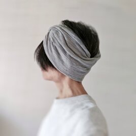 ターバンなヘアバンド&ネックウォーマー　ウールニットグレー