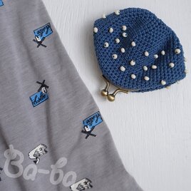 ばあば ⋱ 飛び飛び勾玉ビーズの編みがま口（ruridot・C1797）