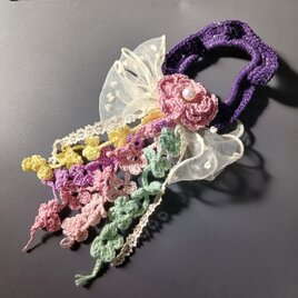 ムラサキのかんざし風シュシュ