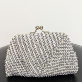 50*ハンドメイド☆ビーズがま口☆コインケース☆グレー