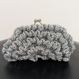 52*ハンドメイド☆がま口☆コインケース☆フリル☆シルバーラメ