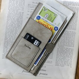 イタリア革チケットホルダー／チケットケース／グレー