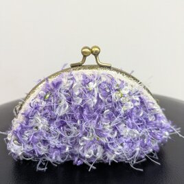 57*ハンドメイド☆ふわふわがま口☆コインケース☆フラワー☆ラベンダー