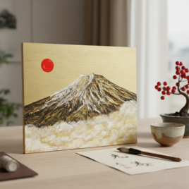 油絵「黄金の輝きが放つ生命力」絵画 油彩画 木製パネル 壁掛け インテリア雑貨