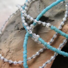 アンティーク　糸　グーズベリー　＆　ジルコン　水色　ネックレス　百世 momotose（東）