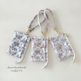 【お札3つ折り】4ポケットミニ財布ポーチ＊リバティ Love Posies