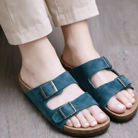 本革サンダル グレー レディース メンズ ご主人誕生日 父の日 牛革 本革