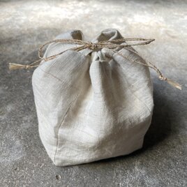 手績み大麻布 - japanese hemp drawstring bag -