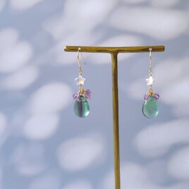 14KGF 星とフローライトのピアス イヤリング